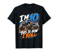 Kids 10th Birthday Monster Truck 10 Yrs Old Boy Theme Party T-Shirt