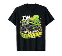 Kids 3rd Birthday Monster Truck 3 Yrs Old Boy Theme Party T-Shirt
