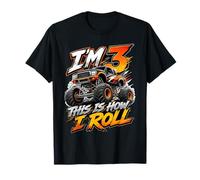 Kids 3rd Birthday Monster Truck 3 Yrs Old Boy Theme Party T-Shirt