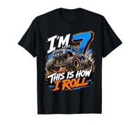 Kids 7th Birthday Monster Truck 7 Yrs Old Boy Theme Party T-Shirt