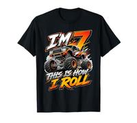 Kids 7th Birthday Monster Truck 7 Yrs Old Boy Theme Party T-Shirt
