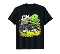 Kids 8th Birthday Monster Truck 8 Yrs Old Boy Theme Party T-Shirt