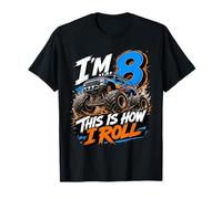 Kids 8th Birthday Monster Truck 8 Yrs Old Boy Theme Party T-Shirt