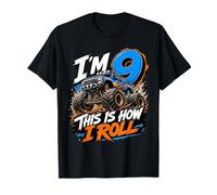 Kids 9th Birthday Monster Truck 9 Yrs Old Boy Theme Party T-Shirt