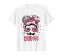 Kids Birthday 10 Girls Messy Bun Bäm Tenth 10 Years Old T-Shirt