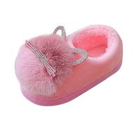 Kids Fuzzy Slipper Winter Warm Plush Ankle Slipper Flat Cute Thick Plush Non Slip Shoes Baby Boys Girls Indoor Family Lightweight Comfy Shoes Fuzzy Warm Comfy (Pink, 32 Big Kids)