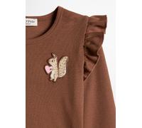 Sweatshirt MARC O'POLO "mit feiner Rippstruktur", Mädchen, Gr. 104/110, braun, Obermaterial: 96% Baumwolle, 4% Elasthan, unifarben, regular fit, Rundhals, Sweatshirts Sweatshirt (69660836-104) braun