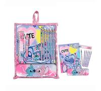Kids Licensing Stitch Schreibwaren-Set, Federmäppchen mit Notizbuch, Farben, Stift und Schulzubehör für Kinder