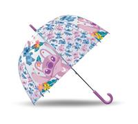 Kids Licensing Transparenter Regenschirm, 46 cm, Glockenform mit 46 cm Stitch, Hawaiianischer Stich