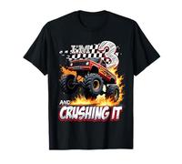 Kids Monster Truck 3 Year Old Boys 3rd Birthday Crushing It T-Shirt