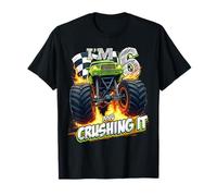 Kids Monster Truck 6 Year Old Boys 6th Birthday Crushing It T-Shirt