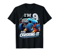 Kids Monster Truck 9 Year Old Boys 9th Birthday Crushing It T-Shirt
