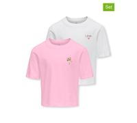 KIDS ONLY 2er-Set: Shirts "Rex" in Weiß - Größe 122/128 | Kinder Oberteile