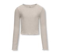 Langarmshirt KIDS ONLY "KOGNELLA L/S O-NECK TOP JRS NOOS", Mädchen, Gr. 146/152, beige (pumice stone detail:melange), Jersey, Rippware, Obermaterial: 65% Polyester, 30% Viskose, 5% Elasthan, meliert,