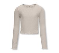 Langarmshirt KIDS ONLY "KOGNELLA L/S O-NECK TOP JRS NOOS", Mädchen, Gr. 122/128, beige (pumice stone detail:melange), Jersey, Rippware, Obermaterial: 65% Polyester, 30% Viskose, 5% Elasthan, meliert,