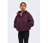 Kapuzenplüschjacke KIDS ONLY "KOGNOMI TEDDY MIX JACKET VD OTW", Mädchen, Gr. 140, lila (winetasting), Web, Obermaterial: 100% Polyester, unifarben, Basic normal, mit innenliegendem Gummizug, Jacken, i