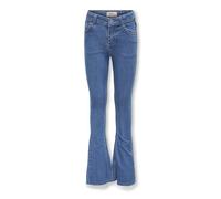 Bootcut-Jeans KIDS ONLY "KOGHUSH FLARED DNM AKM186 NOOS", Mädchen, Gr. 158, N-Gr, blau (light blau denim), Denim/Jeans, Obermaterial: 80% Baumwolle, 19% Polyester, 1% Elasthan, unifarben, slim fit knö