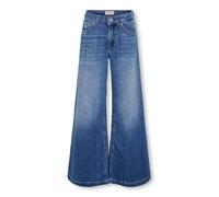 Relax-fit-Jeans KIDS ONLY "KOGCALIFORNIA MW WIDE FLARED REA NOOS", Mädchen, Gr. 140, N-Gr, blau (schwarz medium blau denim), Denim/Jeans, Obermaterial: 98% Baumwolle, 2% Elasthan, unifarben, modisch,
