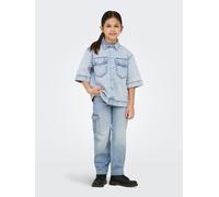 Cargojeans KIDS ONLY "KOGHARMONY WIDE CARGO CARROT AZG NOOS", Mädchen, Gr. 164, N-Gr, blau (light blau denim), Denim/Jeans, Obermaterial: 100% Baumwolle, unifarben, modisch, relaxed fit knöchellang, J