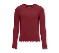Langarmshirt KIDS ONLY "KOGAMOUR L/S TOP JRS", Mädchen, Gr. 122/128, rot (cabernet), Jersey, Obermaterial: 65% Polyester, 30% Viskose, 5% Elasthan, unifarben, regular fit normal, Rundhals, Häkelkante,