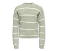 Strickpullover KIDS ONLY "KOGFRANCA SHORT L/S STRIPE KNT NOOS", Mädchen, Gr. 146/152, desert sage stripes:small stripe birch, Strick, Obermaterial: 50% Viskose, 27% Nylon, 23% Polyester, gestreift, mo