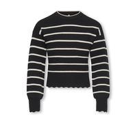 Strickpullover KIDS ONLY "KOGIBI LS O-NECK PULLOVER CP KNT NOOS", Mädchen, Gr. 134/140, weiß (schwarz stripes:weißcap gray), Strick, Obermaterial: 50% Viskose, 27% Nylon, 23% Polyester, gestreift, reg