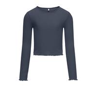 Langarmshirt KIDS ONLY "KOGNELLA L/S O-NECK TOP JRS NOOS", Mädchen, Gr. 122/128, blau (ombre blau), Jersey, Obermaterial: 65% Polyester, 30% Viskose, 5% Elasthan, unifarben, regular fit kurz, Rundhals