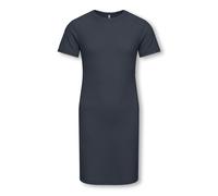 Strickkleid KIDS ONLY "KOGNELLA S/S DRESS VD JRS", Mädchen, Gr. 134/140, N-Gr, ombre blau, Jersey, Obermaterial: 65% Polyester, 30% Viskose, 5% Elasthan, unifarben, figurumspielend, Rundhals, Kleider