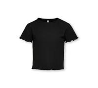 Only T-Shirt KONNELLA Mädchen Rippware Rundhals gewellter Abschluss Schwarz Gr.122/128
