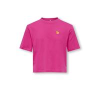 T-Shirt KIDS ONLY "KOGREX S/S PRINTED TOP JRS", Mädchen, Gr. 146/152, pink yarrow print:orange, Jersey, Obermaterial: 100% Baumwolle, unifarben, regular fit taillenlang, Rundhals, Shirts T-Shirt, mit 