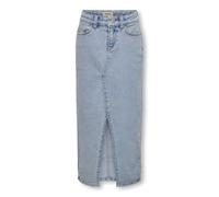 Jeansrock KIDS ONLY "KOGSIRI FRONT SLIT SKIRT DNM GUA NOOS", Mädchen, Gr. 140, blau (light blau denim), Jersey, Obermaterial: 74% Baumwolle, 25% Polyester, 1% Elasthan, unifarben, lang, Röcke Jeansroc