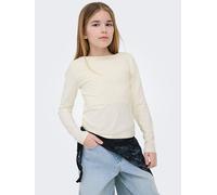 Langarmshirt KIDS ONLY "KOGEA L/S 2-WAYS FIT TOP CS JRS NOOS", Mädchen, Gr. 122/128, weiß (cloud dancer), Jersey, Obermaterial: 94% Polyamid, 6% Elasthan, unifarben, regular fit hüftbedeckend, U-Boot-