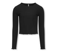 Only Langarm-Top Kognella L/S O-Neck Jrs Noos - Wellenkante am Saum - Schwarz - Gr. 122/128
