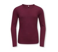 Langarmshirt KIDS ONLY "KOGLUCKY L/S O NECK TOP JRS NOOS", Mädchen, Gr. 122/128, rot (windsor wine), Jersey, Obermaterial: 95% Baumwolle, 5% Elasthan, unifarben, regular fit normal, Rundhals, Shirts L