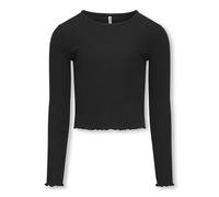 KIDS ONLY "KOGNELLA L/S O-NECK TOP JRS NOOS" in kurzer Form und mit süßen Wellenkanten am Saum (25922043-158) schwarz