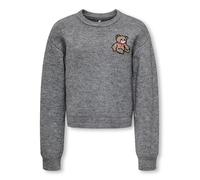 Strickpullover KIDS ONLY "KOGTEDDY L/S PULLOVER KNT NOOS", Mädchen, Gr. 158/164, medium grau melange detail:teddy, Strick, Obermaterial: 70% Polyacryl, 30% Polyester, unifarben, regular fit normal, Ru