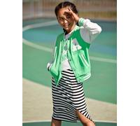 Jerseyrock KIDS ONLY "KOGNELLA LONG SIDE SLIT SKIRT JRS NOOS", Mädchen, Gr. 140, schwarz (schwarz stripes:cloud dancer 1, 1), Jersey, Obermaterial: 60% Polyester, 35% Viskose, 5% Elasthan, gestreift,