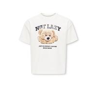 Kurzarmshirt KIDS ONLY "KOGBILLIE S/S LOOSE TEDDY TOP JRS NOOS", Mädchen, Gr. 146/152, cloud dancer print:lazy, Jersey, Obermaterial: 100% Baumwolle, bedruckt, regular fit hüftlang, Rundhals, Shirts (