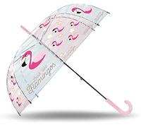 Kids Regenschirm, transparent, automatisch, 50 cm, Fiberglas, Flamingo, klassisch, 80 cm, mehrfarbig, bunt, 80 cm, Klassischer Regenschirm