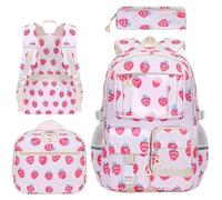 Kids School Backpack 3-Piece Adjustable Strap Reflective Strip with Pencil | Girls School Bag Cute Backpack for Children Teens Students Classroom Travel Outdoor Beach Birthday Party