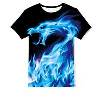 Kids4ever Jungen Mädchen T-Shirts Lustige 3D Galaxis Drachen Grafik Kurzarm Tee Shirts Kinder Sommer Casual Party Hemden Tops,A1-galaxy Dragon,6-8 Jahre (Tag S)