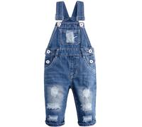 KIDSCOOL Baby Jeans-Overalls, Unisex Zerrissener Latzhose Sommer Playanzug | Unisex Jeans-Bib-Romper, Zerrissenes Design, Baby Jumpsuit Outfit