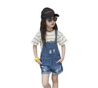 KIDSCOOL SPACE Kleines Mädchen Jeans-Latzhose,Big Ripped Denim Shortalls | Unisex Baby Jeans Latzhose im angesagten zerrissenen Stil, ideales Outfit für Sommer- und Frühlingsspiele.