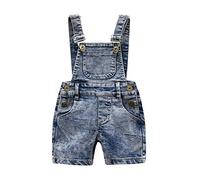 KIDSCOOL SPACE Kleines Mädchen Jeans-Latzhose,Big Ripped Denim Shortalls | Unisex Baby Jeans Latzhose im angesagten zerrissenen Stil, ideales Outfit für Sommer- und Frühlingsspiele.