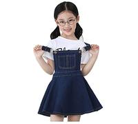 KIDSCOOL SPACE Kleines Mädchen Jeans Overall Tutu Kleid,Verstellbare Denim Latzhose,Blau,14-15 Jahre