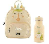 KIDSLINO Personalisierter Kinderrucksack mit Namen, Trixie Einhorn-Design, Ideal für Kindergarten, Kita, Verstellbare Gurte, Kinderfreundliche Reißverschlüsse, Optional mit Trinkflasche