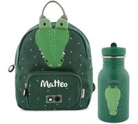 KIDSLINO Personalisierter Kinderrucksack mit Namen, Trixie Krokodil-Design, Ideal für Kindergarten, Kita, Verstellbare Gurte, Kinderfreundliche Reißverschlüsse, Optional mit Trinkflasche