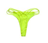 Kielsjajd Damen Bikinihose Bikinislip Panty Bikini-Hose Seitlich Hohl/Frauen Badehose Tanga String Rüschen Brazilian Sexy Bikini Slip Schnüren Höschen Unterwäsche Schwimmhose (a-Fluorescent Yellow, S)