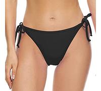 Kielsjajd Damen Bikinihose zum Binden, Damen Bikini Hose String Bikinis High Waist Sexy Bikinihose Tanga Brazilian Bikini Bottom Swimsuits Schnell Trocknender Bikini Bottom Bikinislip (X01 Black, XL)