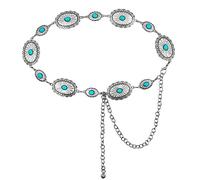 Kielsjajd Damen Concho Kettengürtel taillenkette Türkis Taille Gürtel verstellbarer Metall Western Cow-girl Gürtel für Kleid (Sky Blue, One Size)
